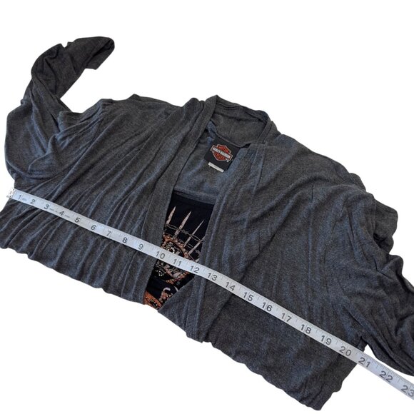 Harley-Davidson Women L/XL Open Front Cardigan With Motorcycle Graphic Tank Top - Picture 7 of 13